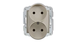 MINI Mechanizm gniazda podwójnego do ramki bez uziemienia 2x2P (bez przesłon torów prądowych) taupe 60MGPR-2