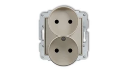 MINI Mechanizm gniazda podwójnego do ramki bez uziemienia 2x2P (przesłony torów prądowych) taupe 60MGPR-2p