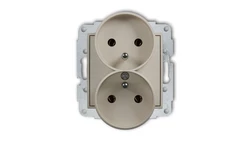 MINI Mechanizm gniazda podwójnego do ramki z uziemieniem 2x(2P+Z) (bez przesłon torów prądowych) taupe 60MGPR-2z