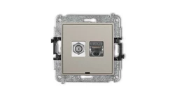 MINI Mechanizm gniazda antenowego F (SAT) + gniazda komp. 1xRJ45, kat. 6 ekranowany, 8-stykowy, bez opisu taupe 60MGFKBO-5