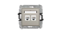 MINI Mechanizm gniazda komputerowego podwójnego 2xRJ45, kat. 5e, 8-stykowy taupe 60MGK-2