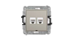 MINI Mechanizm gniazda komputerowego podwójnego 2xRJ45, kat. 6A, 8-stykowy, bez pola opisowego taupe 60MGKBO-8