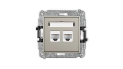 MINI Mechanizm gniazda komputerowego podwójnego 2xRJ45, kat. 6, 8-stykowy taupe 60MGK-4
