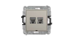 MINI Mechanizm gniazda komputerowego podwójnego 2xRJ45, kat. 6, ekranowany, 8-stykowy, bez pola opisowego taupe 60MGKBO-6