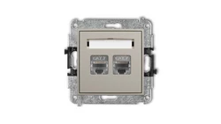 MINI Mechanizm gniazda komputerowego podwójnego 2xRJ45, kat. 7, ekranowany, 8-stykowy taupe 60MGK-10