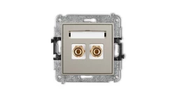 MINI Mechanizm gniazda głośnikowego pojedynczego (typu banan - czerwony i czarny, pozłacany, 4 mm2, do lutowania) taupe 60MGG-3