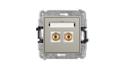 MINI Mechanizm gniazda głośnikowego pojedynczego (typu banan - czerwony i czarny, pozłacany, 4 mm2, skręcany) taupe 60MGG-4