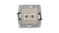 MINI Mechanizm gniazda głośnikowego poj., bez opisu (banan - czerwony i czarny, pozłacany, 4 mm2, do lutowania) taupe 60MGGBO-3