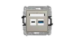 MINI Mechanizm ładowarki USB podwójnej USB C + USB A, 20W max. taupe 60MCUSB-8