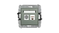 MINI Mechanizm gniazda antenowego poj. typu F (SAT) + gniazda komp. poj. 1xRJ45, kat. 5e, 8-stykowy szałwiowy 61MGFK-1