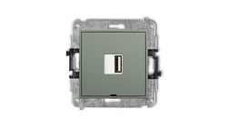 MINI Mechanizm ładowarki USB pojedynczej USB A, 10W max., 5V, 2A, bez pola opisowego szałwiowy 61MCUSBBO-3