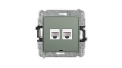 MINI Mechanizm gniazda komputerowego podwójnego 2xRJ45, kat. 6, 8-stykowy, bez pola opisowego szałwiowy 61MGKBO-4