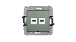 MINI Mechanizm ładowarki USB podwójnej 2xUSB C, 20W max., bez pola opisowego szałwiowy 61MCUSBBO-7