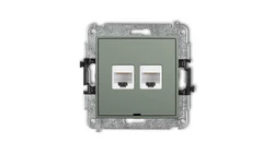 MINI Mechanizm gniazda komputerowego podwójnego 2xRJ45, kat. 5e, 8-stykowy, bez pola opisowego szałwiowy 61MGKBO-2