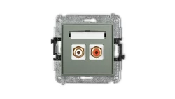 MINI Mechanizm gniazda podwójnego RCA (typu cinch - biały i czerwony, pozłacany) szałwiowy 61MGRCA-2