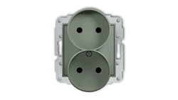 MINI Mechanizm gniazda podwójnego do ramki bez uziemienia 2x2P (przesłony torów prądowych) szałwiowy 61MGPR-2p