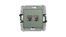 MINI Mechanizm gniazda komputerowego podwójnego 2xRJ45, kat. 6, ekranowany, 8-stykowy, bez pola opisowego szałwiowy 61MGKBO-6