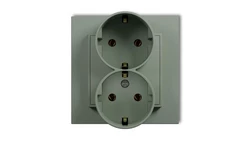 MINI Gniazdo podwójne z uziemieniem SCHUKO 2x(2P+Z) (bez przesłon torów prądowych) szałwiowy 61MGP-2s