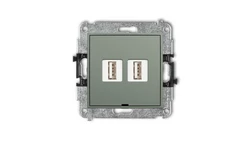 MINI Mechanizm gniazda podwójnego 2xUSB A-A 2.0, bez pola opisowego szałwiowy 61MGUSBBO-2