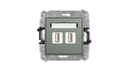 MINI Mechanizm gniazda podwójnego 2xUSB A-A 2.0 szałwiowy 61MGUSB-2