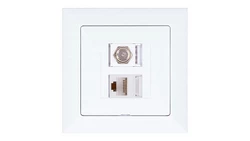 Gniazdo podtynkowe typu F + gn. RJ-45 Pola białe, 33026