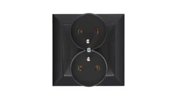 Gniazdo podtynkowe podwójne 2x2p+Z do ramki, Pola czarne, 33207