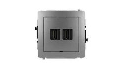 DECO Mechanizm gniazda podwójnego HDMI 2.1, 8K, bez pola opisowego grafitowy 11DHDMIBO-6