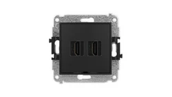 MINI Mechanizm gniazda podwójnego HDMI 2.1, 8K, bez pola opisowego czarny mat 12MHDMIBO-6