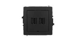 DECO Mechanizm gniazda podwójnego HDMI 2.1, 8K, bez pola opisowego czarny mat 12DHDMIBO-6
