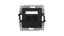 MINI Mechanizm gniazda podwójnego HDMI 2.1, 8K czarny mat 12MHDMI-6