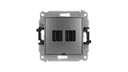 MINI Mechanizm gniazda podwójnego HDMI 2.1, 8K, bez pola opisowego grafitowy 11MHDMIBO-6