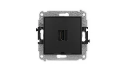 ICON Mechanizm gniazda pojedynczego HDMI 2.1, 8K, bez pola opisowego czarny mat 12IHDMIBO-5