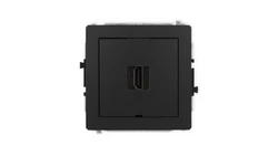 DECO Mechanizm gniazda pojedynczego HDMI 2.1, 8K, bez pola opisowego czarny mat 12DHDMIBO-5