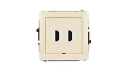 DECO Mechanizm gniazda podwójnego HDMI 2.1, 8K, bez pola opisowego beżowy 1DHDMIBO-6