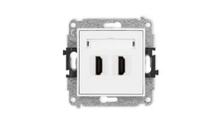 MINI Mechanizm gniazda podwójnego HDMI 2.1, 8K biały mat 25MHDMI-6