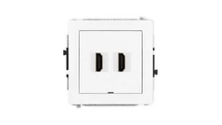 DECO Mechanizm gniazda podwójnego HDMI 2.1, 8K, bez pola opisowego biały mat 25DHDMIBO-6