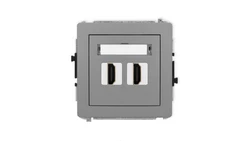 DECO Mechanizm gniazda podwójnego HDMI 2.1, 8K szary mat 27DHDMI-6