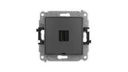 ICON Mechanizm gniazda pojedynczego HDMI 2.1, 8K, bez pola opisowego grafitowy mat 28IHDMIBO-5