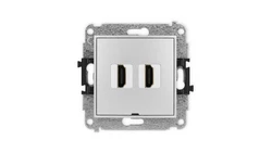 MINI Mechanizm gniazda podwójnego HDMI 2.1, 8K, bez pola opisowego srebrny metalik 7MHDMIBO-6