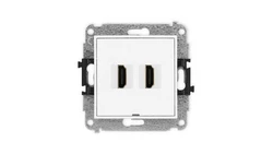 MINI Mechanizm gniazda podwójnego HDMI 2.1, 8K, bez pola opisowego biały mat 25MHDMIBO-6