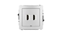 DECO Mechanizm gniazda podwójnego HDMI 2.1, 8K, bez pola opisowego srebrny metalik 7DHDMIBO-6