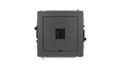 DECO Mechanizm gniazda pojedynczego HDMI 2.1, 8K, bez pola opisowego grafitowy mat 28DHDMIBO-5