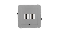 DECO Mechanizm gniazda podwójnego HDMI 2.1, 8K, bez pola opisowego szary mat 27DHDMIBO-6