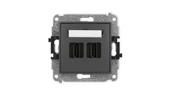 ICON Mechanizm gniazda podwójnego HDMI 2.1, 8K grafitowy mat 28IHDMI-6