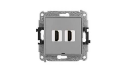 MINI Mechanizm gniazda podwójnego HDMI 2.1, 8K, bez pola opisowego szary mat 27MHDMIBO-6