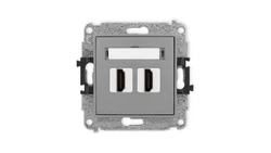 MINI Mechanizm gniazda podwójnego HDMI 2.1, 8K szary mat 27MHDMI-6
