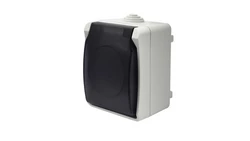 Gniazdo pojedyncze z uziemieniem natynkowe z klapką dymną Aqua Plus IP54 białe / 40116