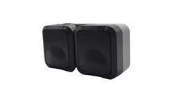 Gniazdo z uziemieniem podwójne natynkowe Aqua Pro IP55 szaro grafitowe klapka dymna / 60327