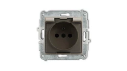 ICON Mechanizm gniazda bryzgoszczelnego z uziemieniem 2P+Z (klapka dymna, przesłony torów prądowych) taupe 60IGPB-1zdp