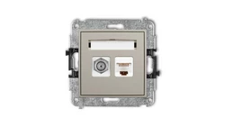 ICON Mechanizm gniazda antenowego poj. typu F (SAT) + gniazda komp. poj. 1xRJ45, kat. 5e, 8-stykowy taupe 60IGFK-1